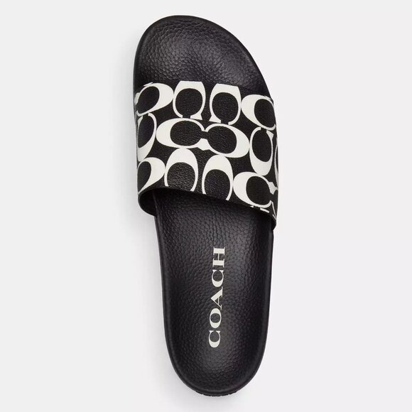 🥰 Coach Slide In Signature Canvas Black/Chalk - Picture 3 of 8